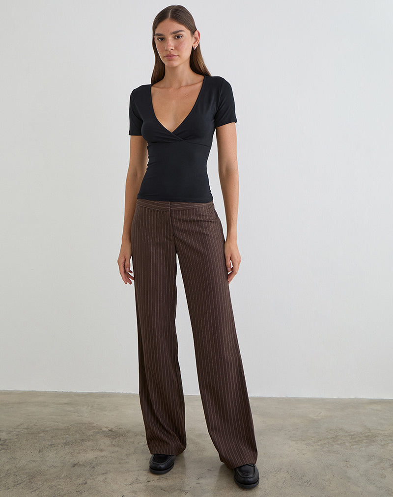 Top incrociato Lobos in jersey di rayon nero