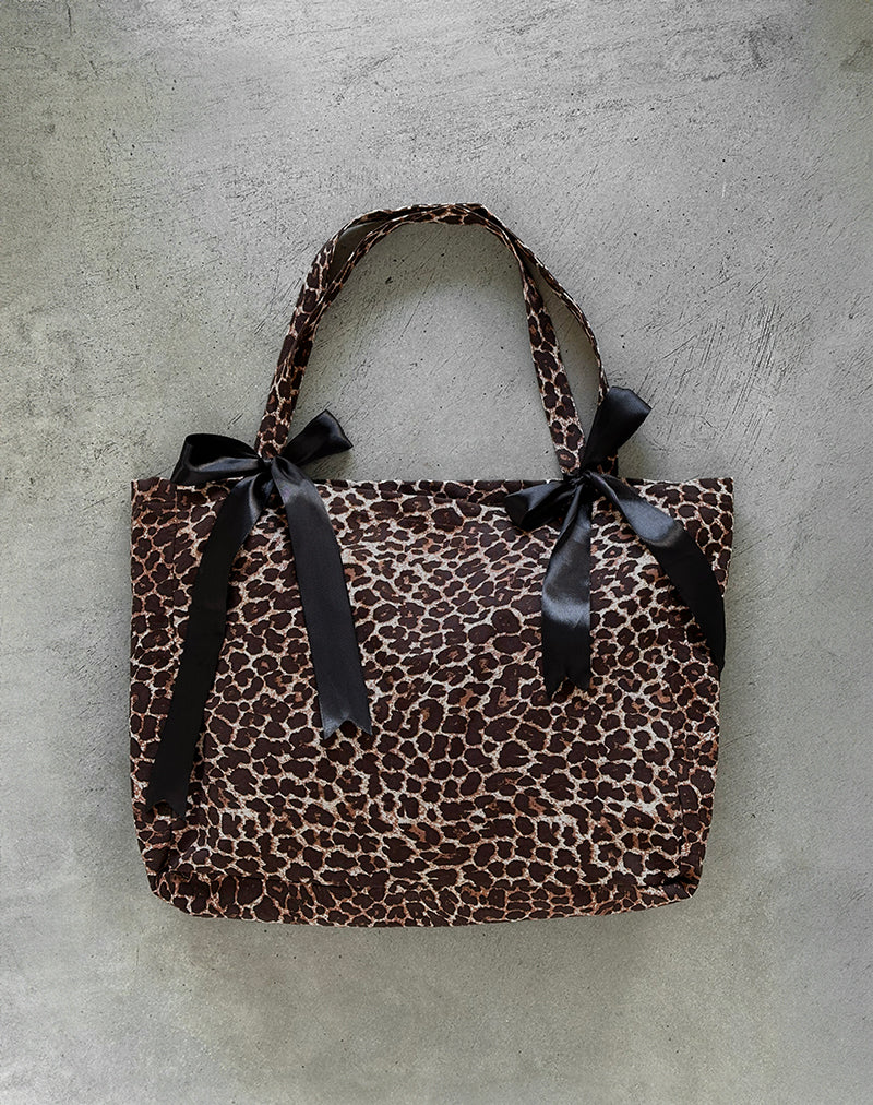 Borsa London con stampa leopardata Rar Sandstorm e fiocchi neri