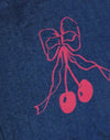 Denim indaco con stampa fiocco di ciliegie