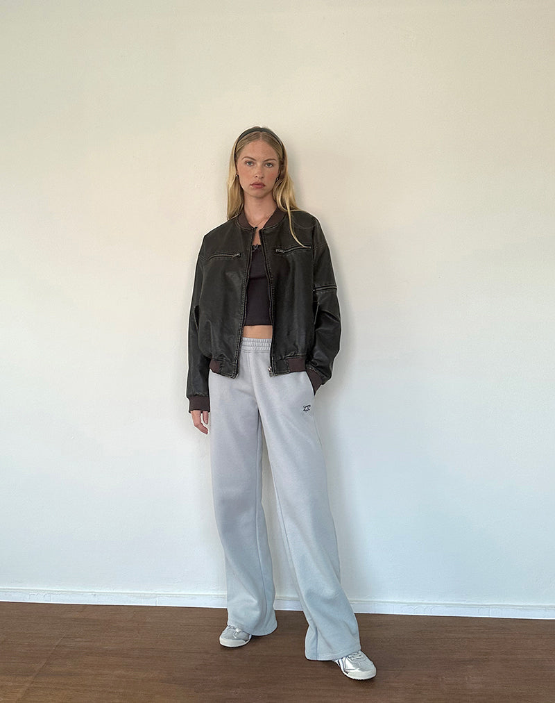 Jogger sciolto in Lunar Rock con ricamo a fiocco Ocean Storm