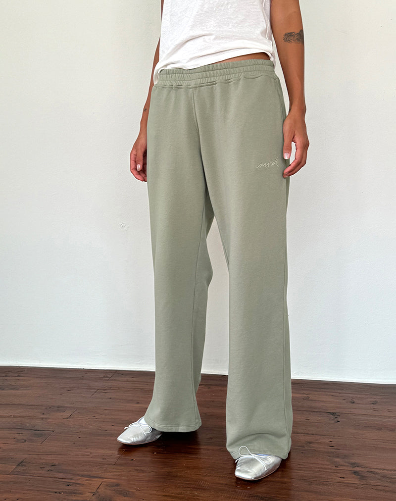 Jogger larghi in London Fog con ricamo 'MOTEL' avorio