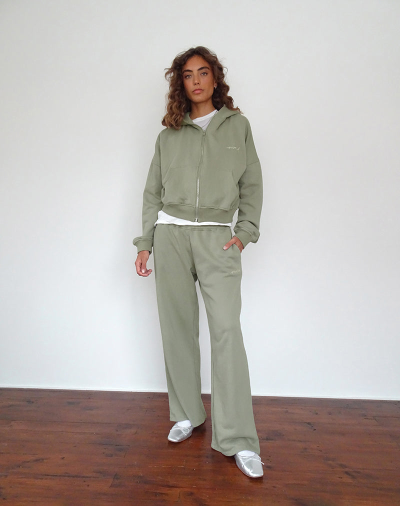 Jogger larghi in London Fog con ricamo 'MOTEL' avorio