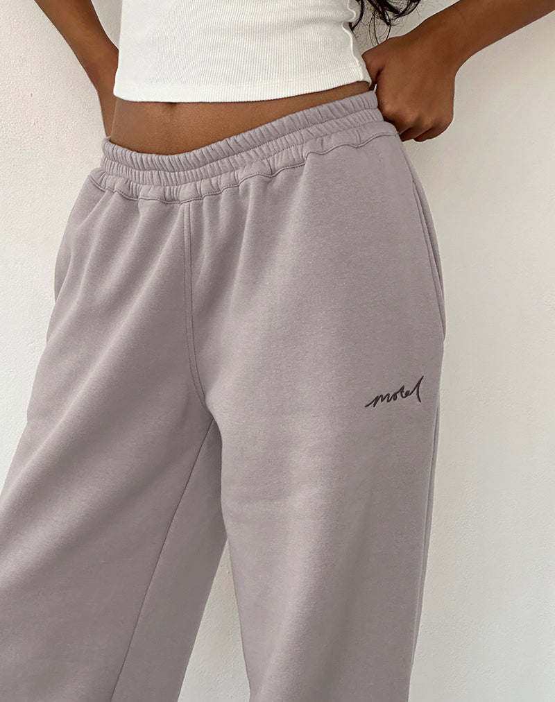 Jogger larghi in fungo con ricamo 'MOTEL' marrone tonale