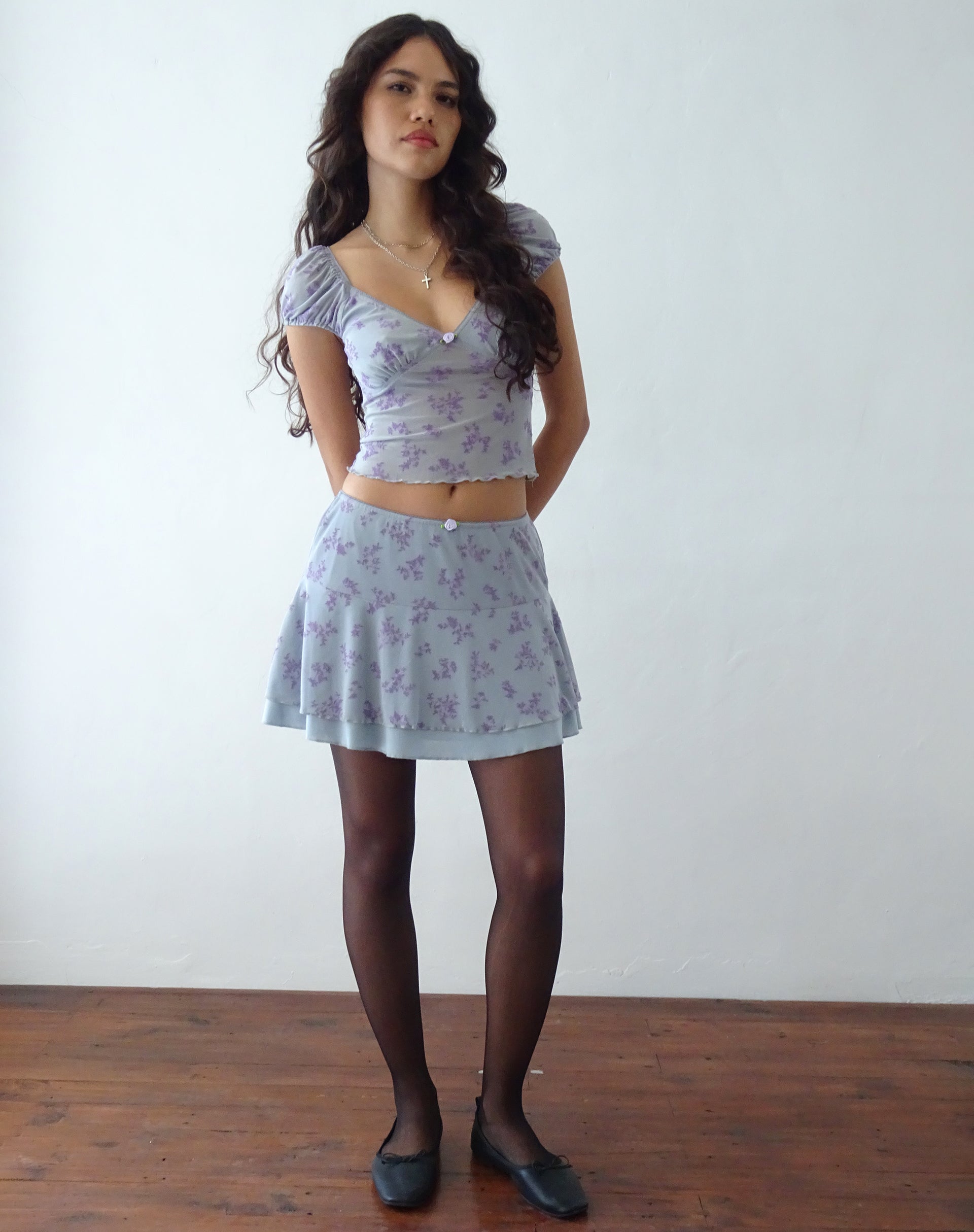 immagine di Friska Mini Skirt in Purple Botanist Flock