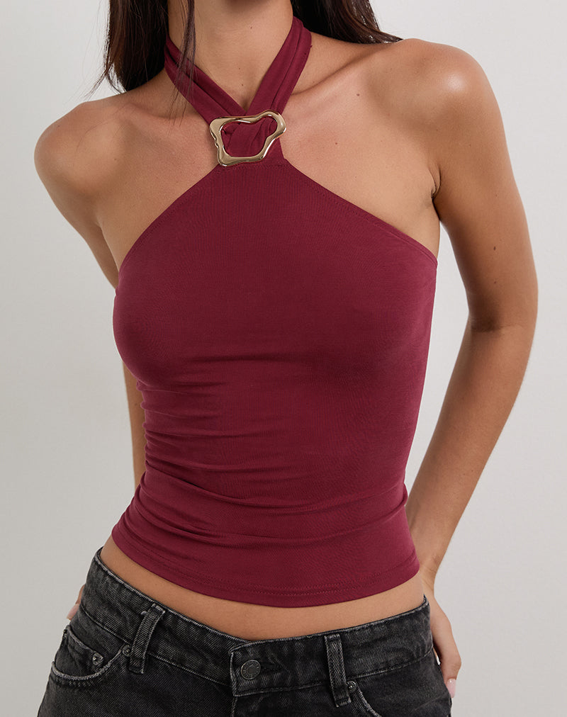 Top Lorie in Cupro Rosso Scuro