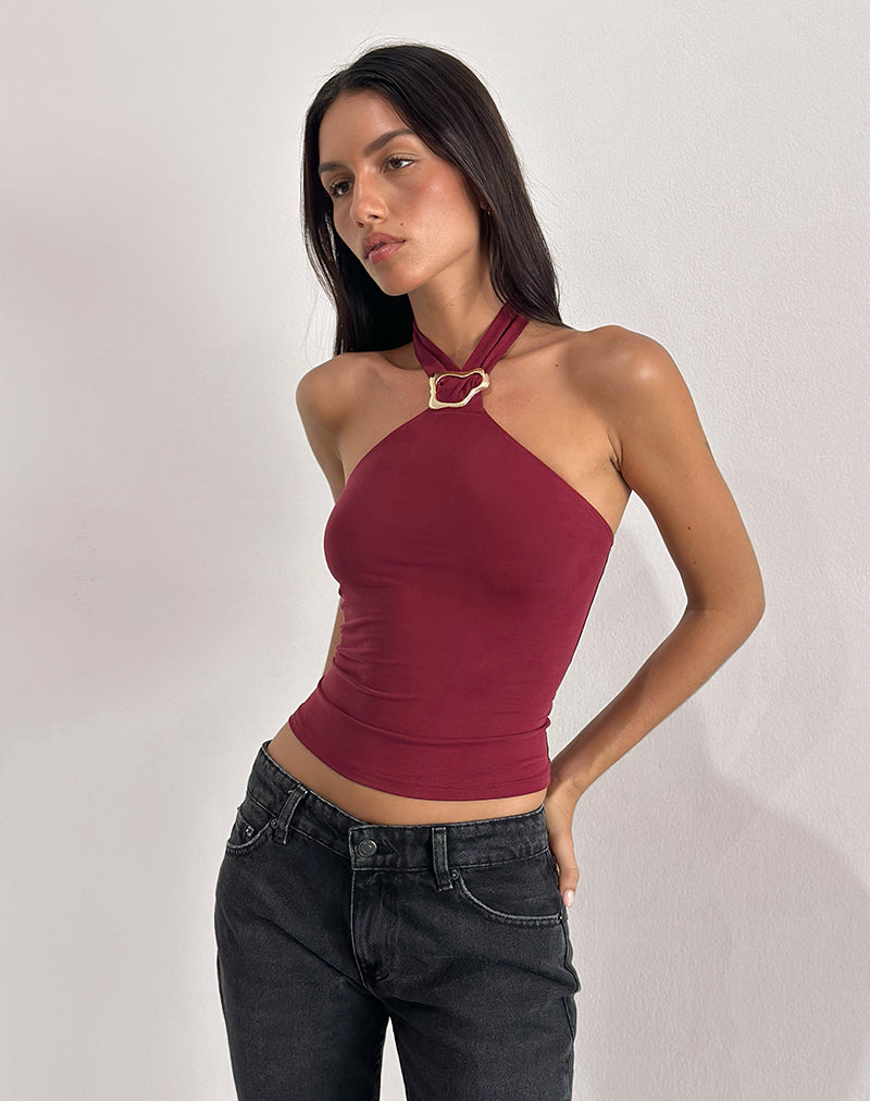 Top Lorie in Cupro Rosso Scuro