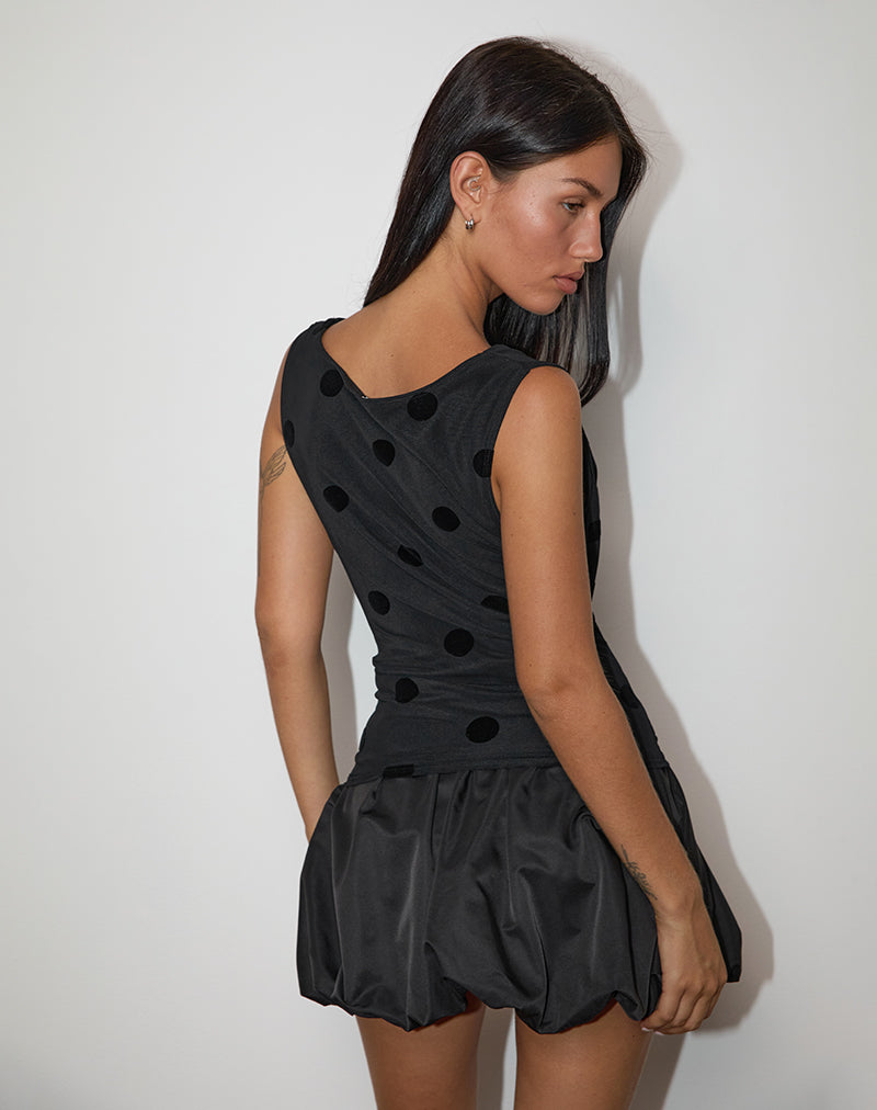 Immagine di Losa Cowl Top in Big Polka Flock Nero