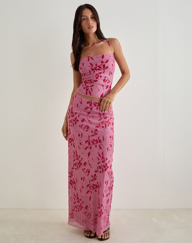Top Lotus Cami in rosa fiore stencil