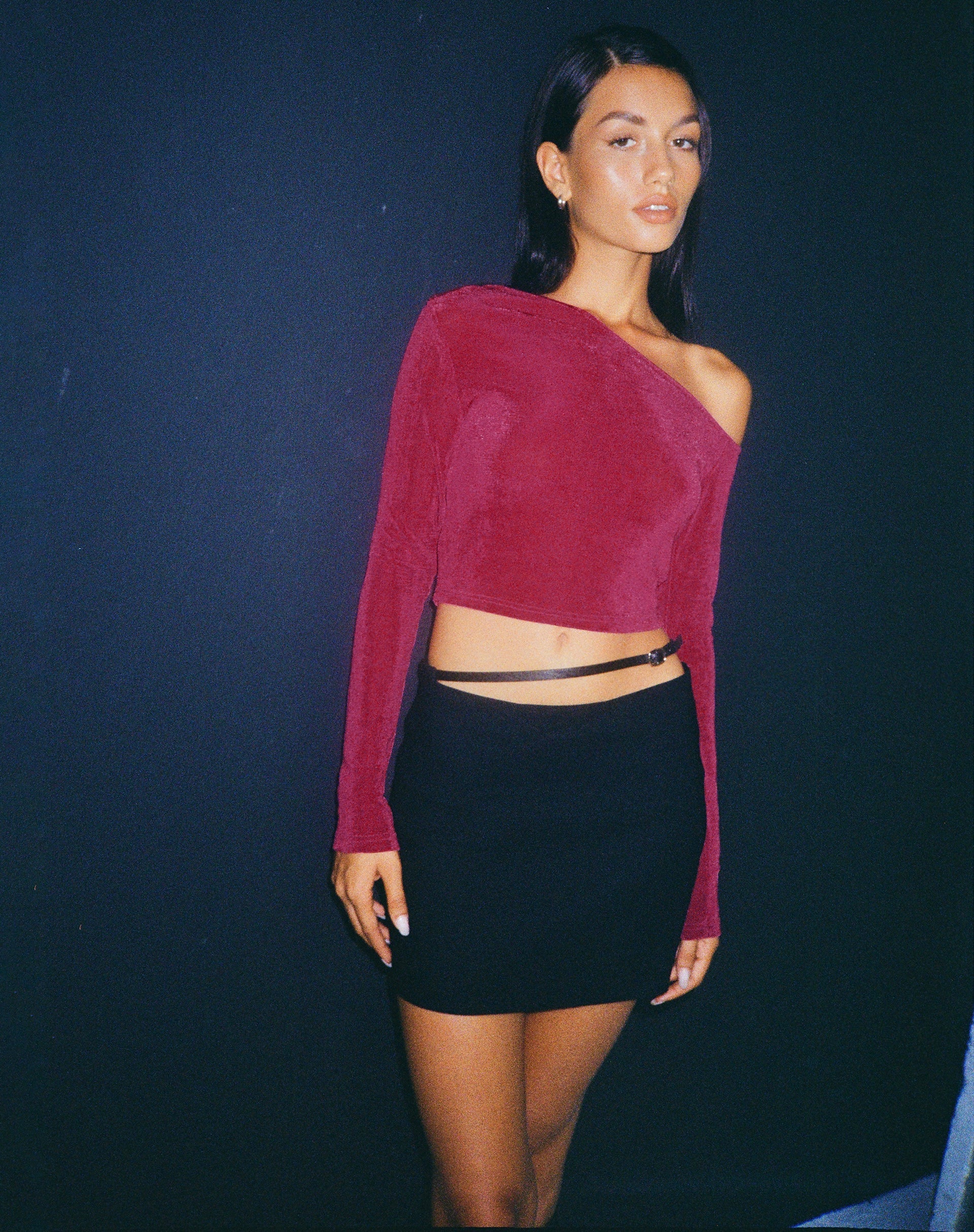immagine di Lousa Crop Top a maniche lunghe in viola magenta