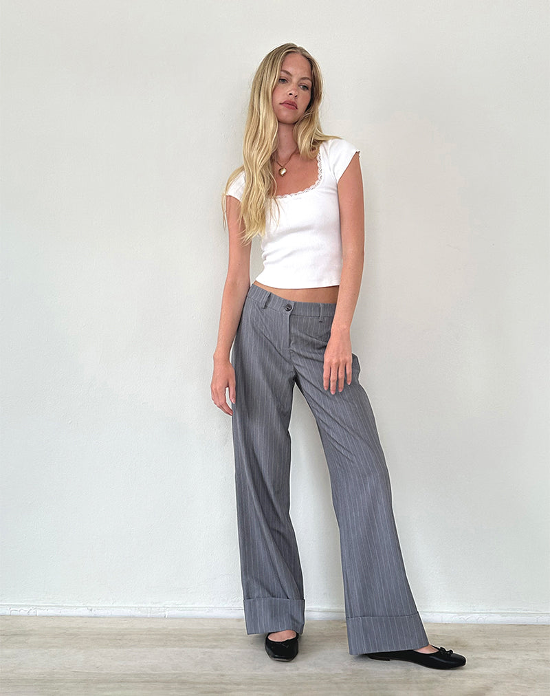 Pantaloni a vita bassa Abba in gessato grigio