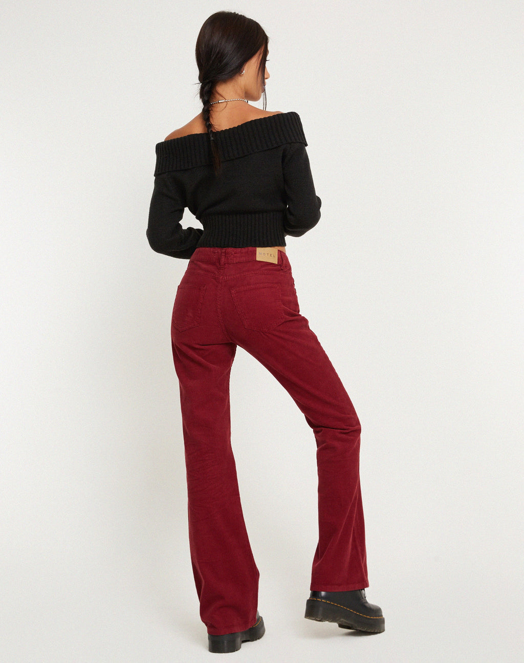 Jeans Bootleg a vita bassa in corda marrone