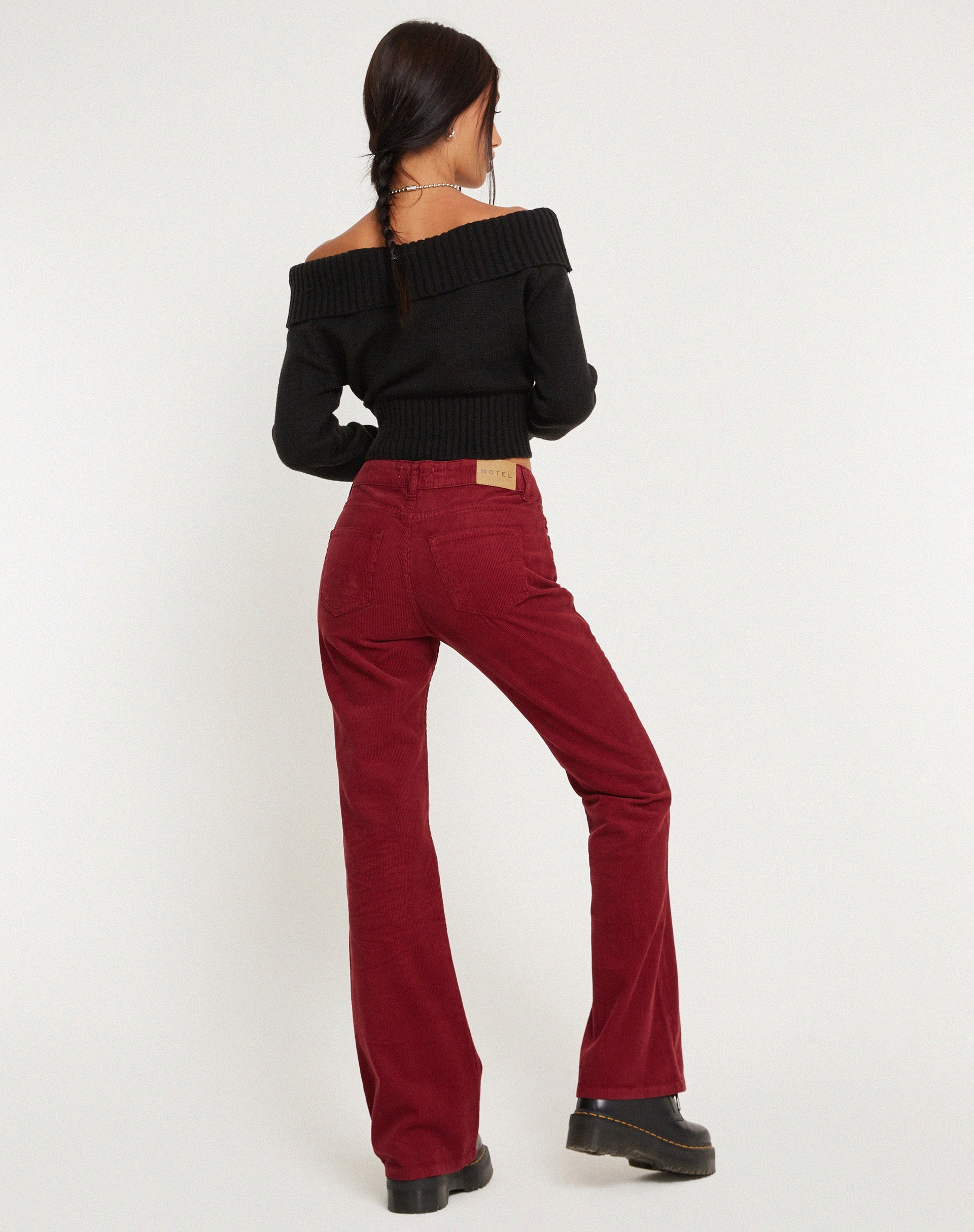 Immagine dei jeans Bootleg a vita bassa in corda marrone