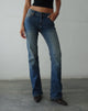 immagine dei jeans Bootleg a vita bassa in blu medio vintage