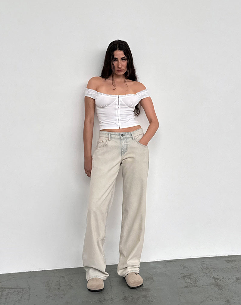 Immagine di Jeans paralleli a vita bassa in blu artico
