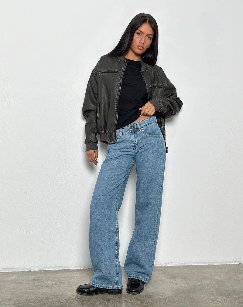 Immagine di Jeans paralleli a vita bassa in pietra blu