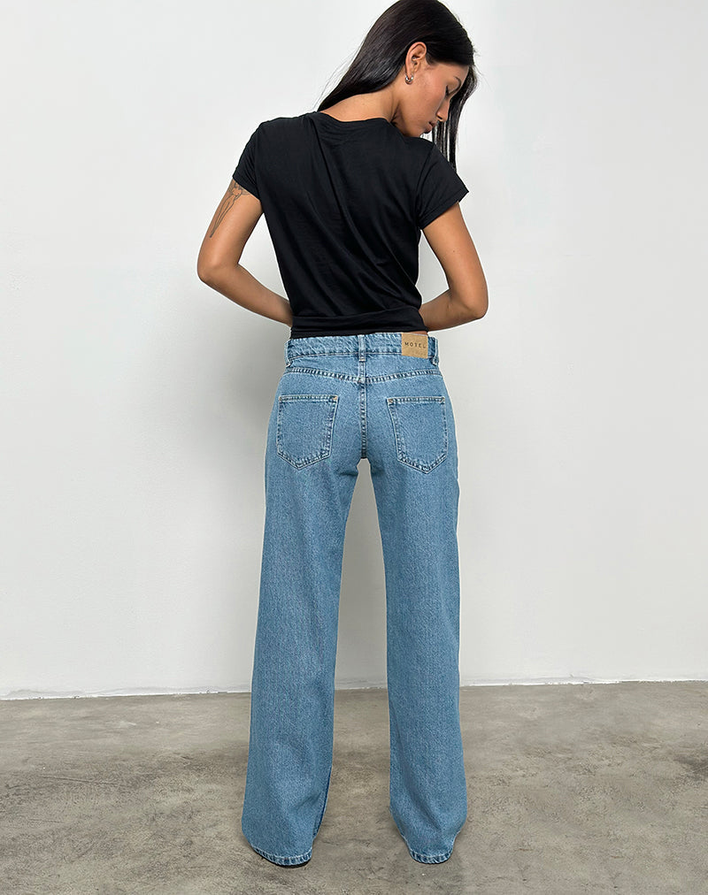 Immagine di Jeans paralleli a vita bassa in pietra blu