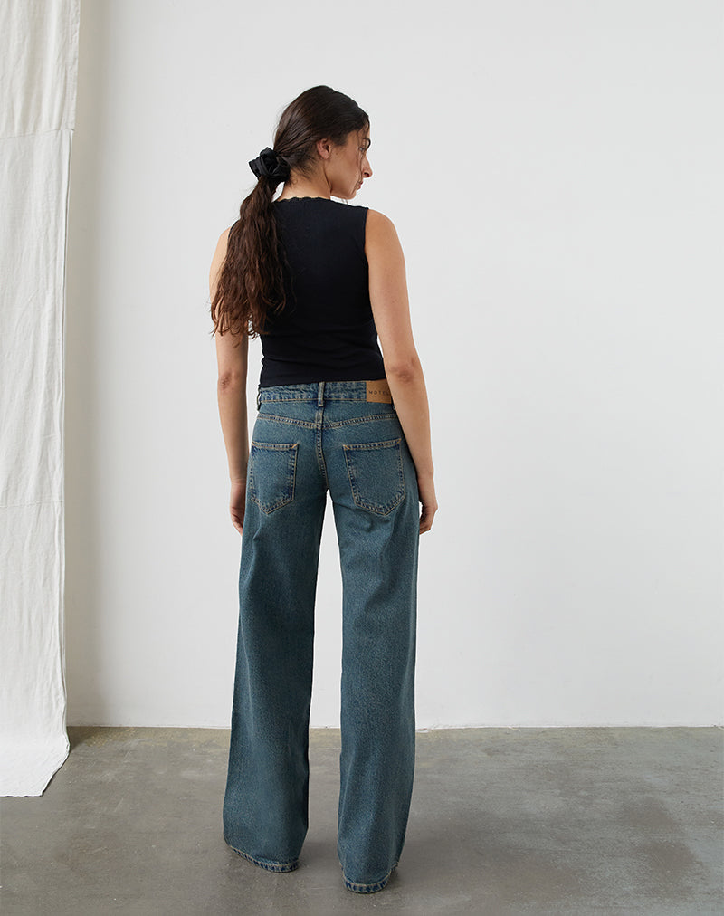 Immagine di Jeans paralleli a vita bassa in marrone blu acido