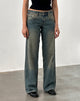 Immagine di Jeans paralleli a vita bassa in marrone blu acido