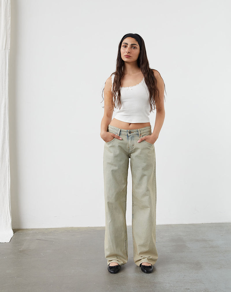 Immagine dei jeans Parallel a vita bassa con lavaggio Desert Sand