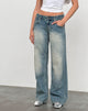 Immagine dei jeans paralleli a vita bassa in blu sporco