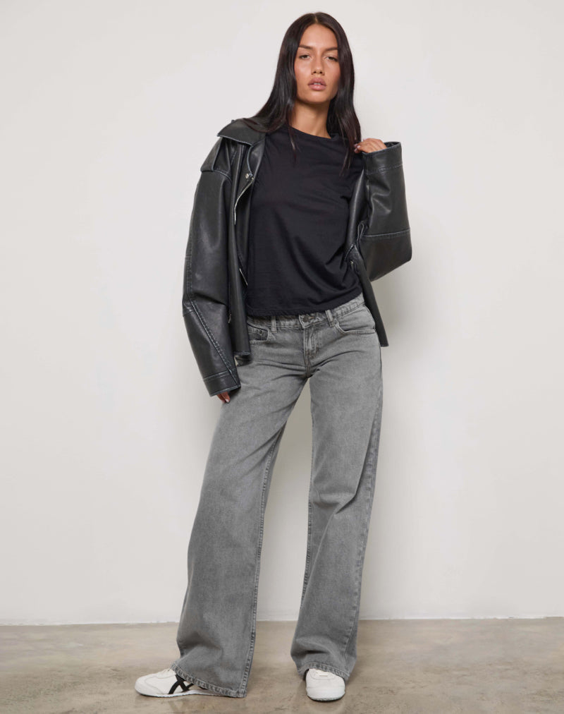 Jeans paralleli a vita bassa in lavaggio grigio