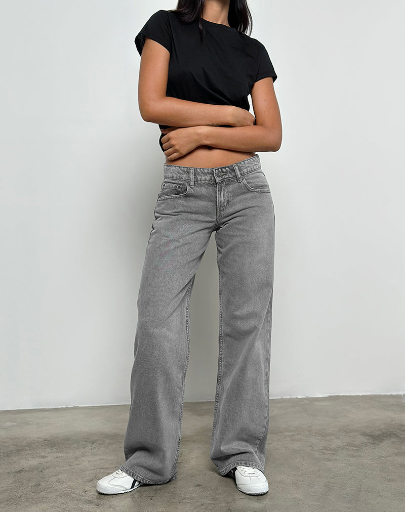 Jeans paralleli a vita bassa in lavaggio grigio