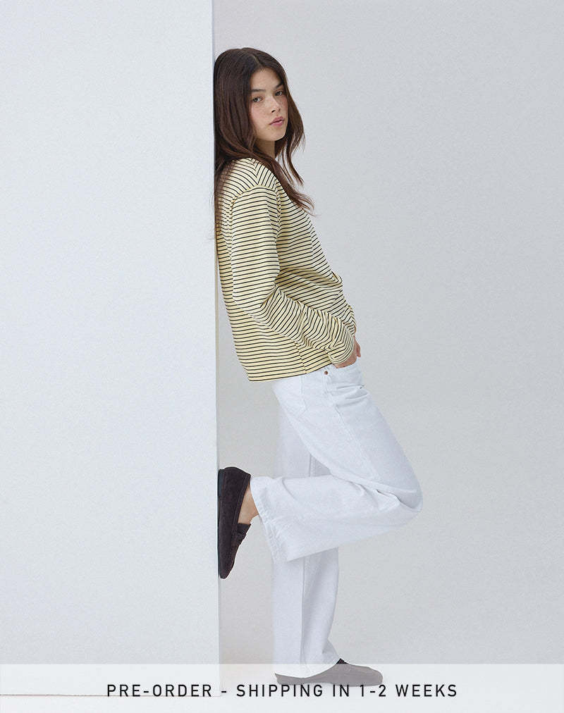 Jeans paralleli a vita bassa in bianco vero