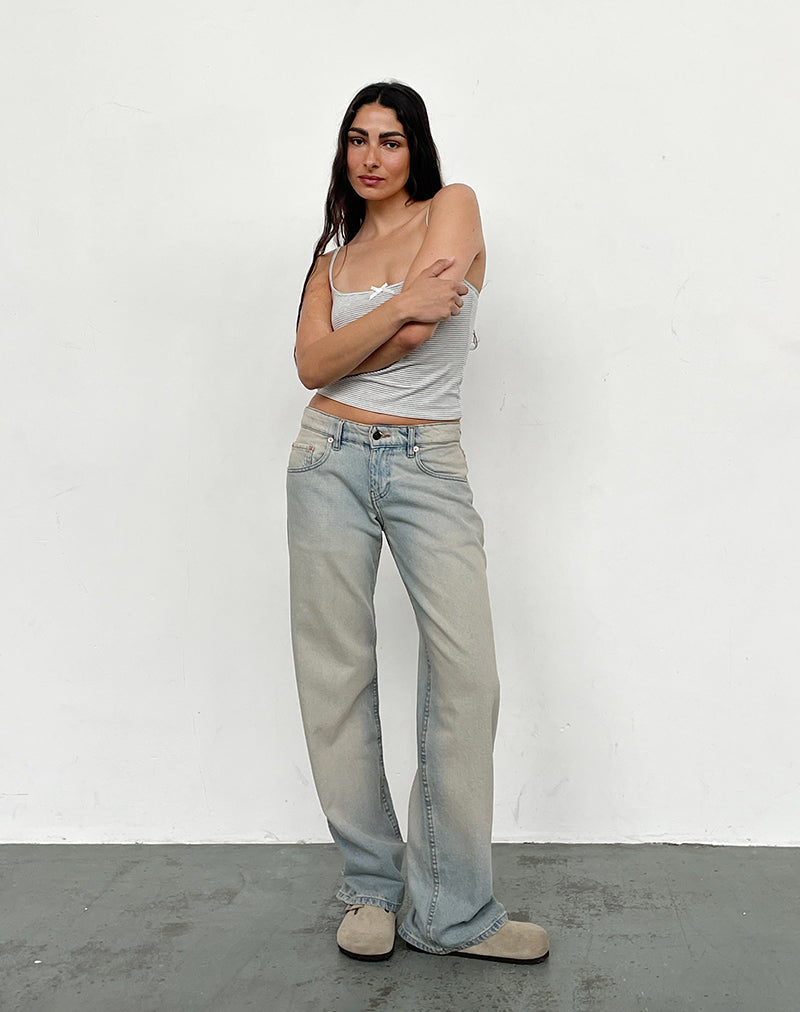 Immagine di Jeans paralleli a vita bassa in sabbia Bleach Extreme