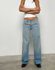 Immagine dei jeans paralleli a vita bassa in vintage bleach