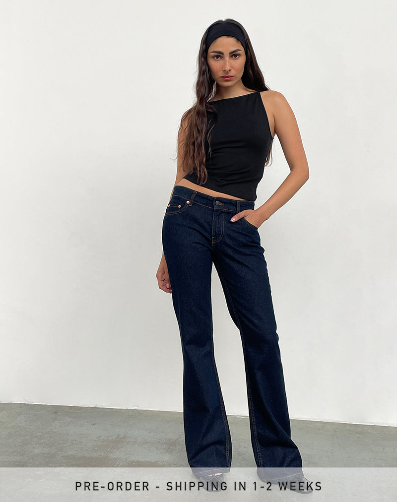 Jeans rigidi a vita bassa in indaco