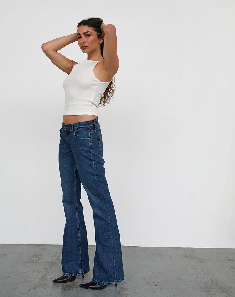 Immagine di Rigid Low Rise Flare Jeans in Mid Blue Used