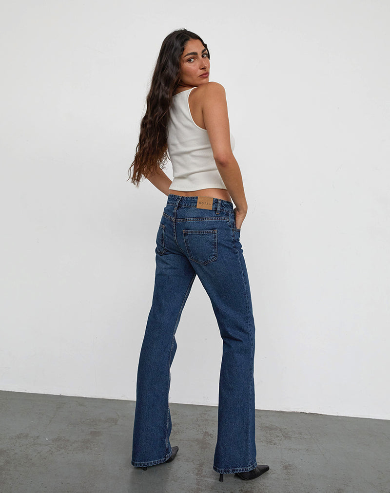 Immagine di Rigid Low Rise Flare Jeans in Mid Blue Used