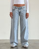 Immagine di Jeans larghi a vita bassa con lavaggio chiaro anni '80, blu