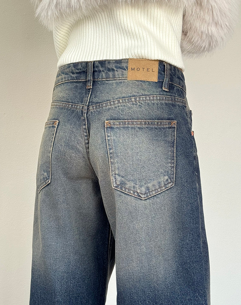 Immagine dei jeans Roomy Extra Wide a vita bassa con lavaggio ambrato