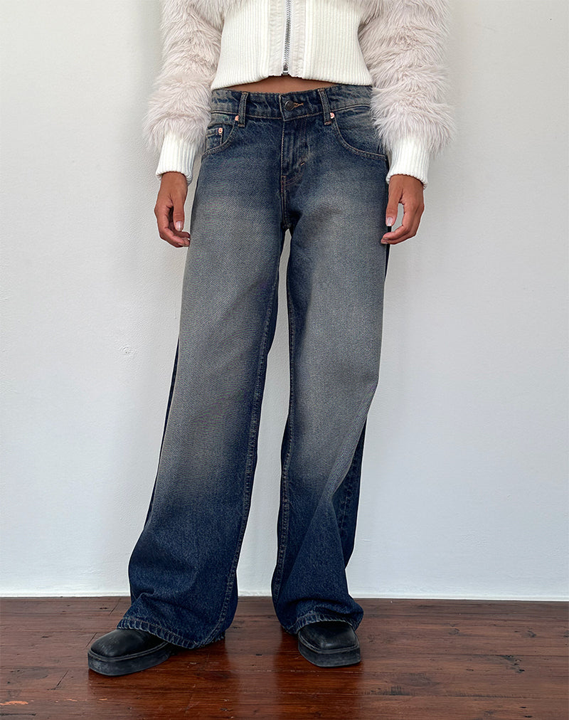 Jeans Roomy Extra Wide a vita bassa con lavaggio ambrato
