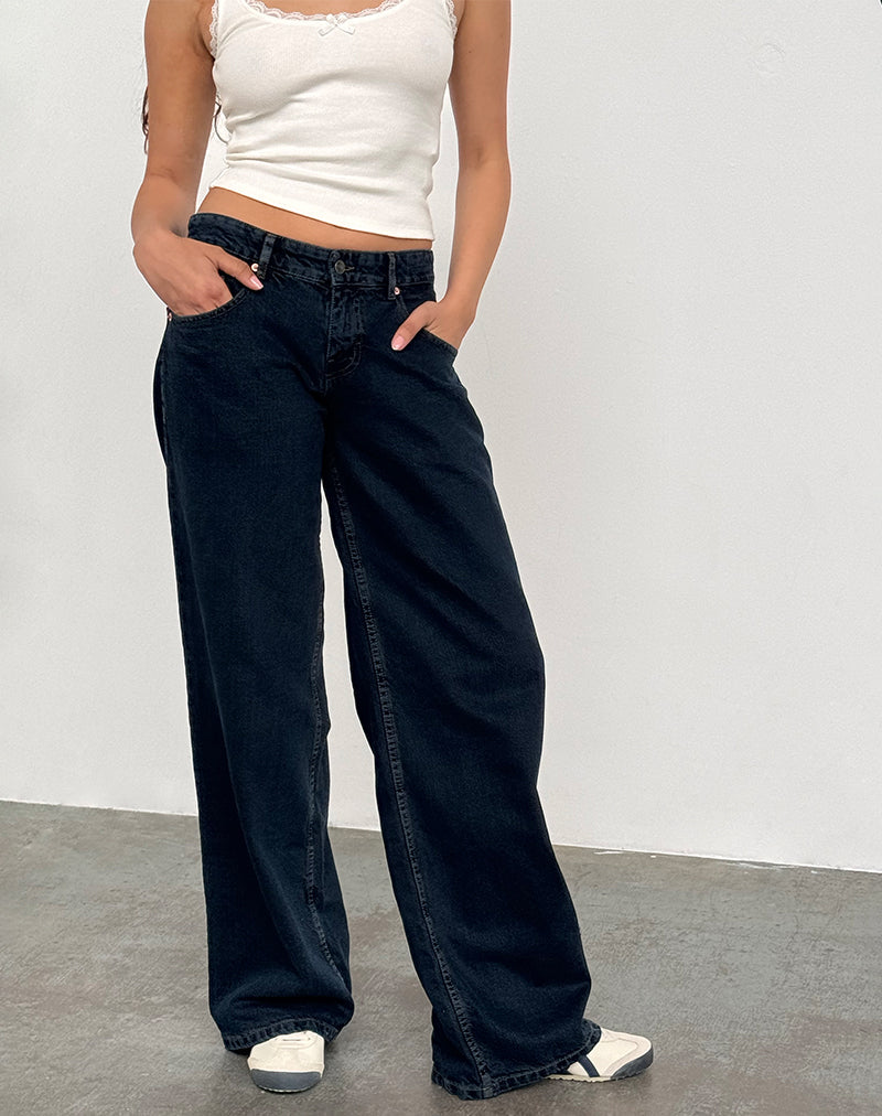 Jeans larghi a vita bassa in Blue Ink