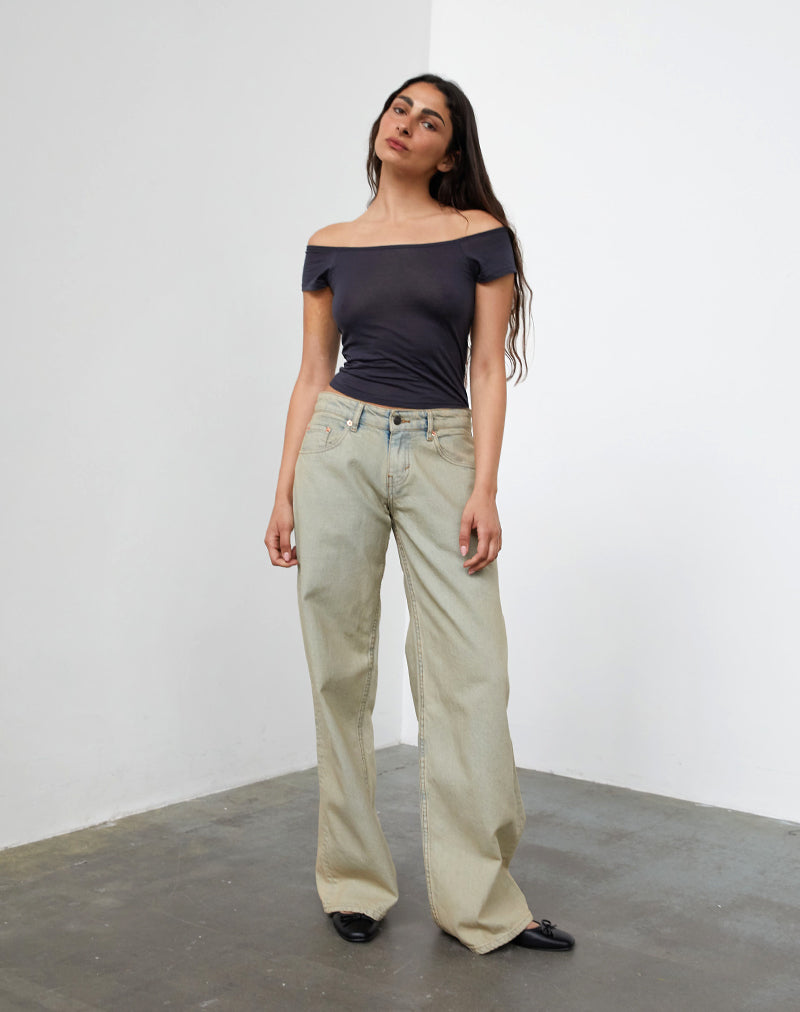 Immagine dei jeans a vita bassa con lavaggio Desert Sand