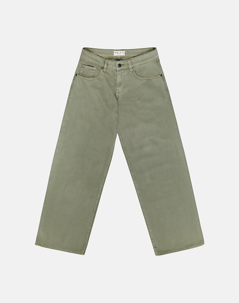 Immagine di Jeans larghi a vita bassa in verde felce