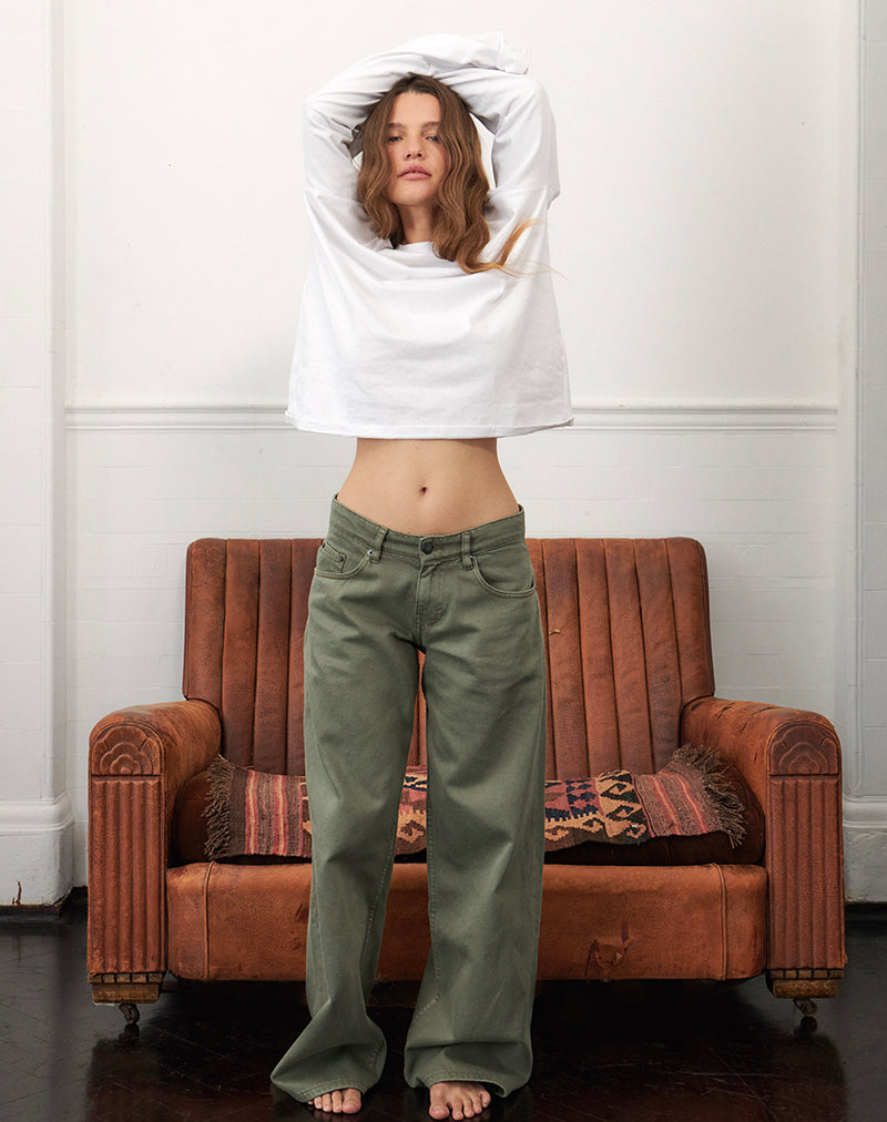 Immagine di Jeans larghi a vita bassa in verde felce