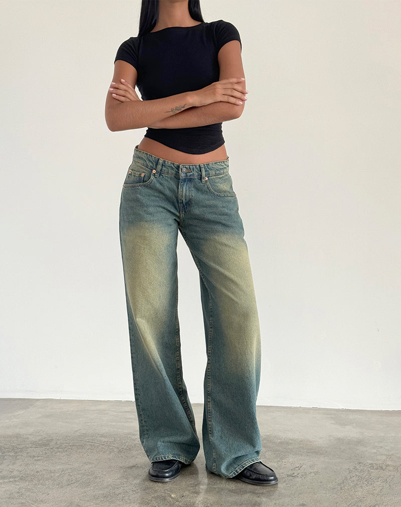 Immagine di Roomy Extra Wide Low Rise Jean in Mid Used Green