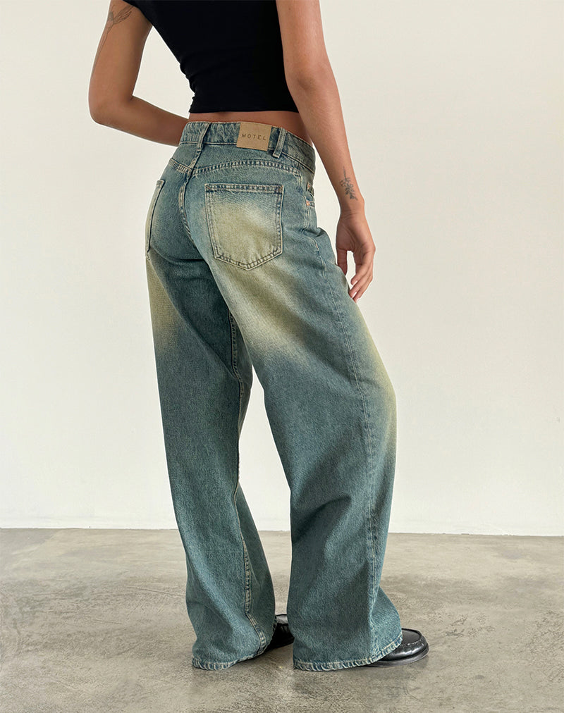 Immagine di Roomy Extra Wide Low Rise Jean in Mid Used Green