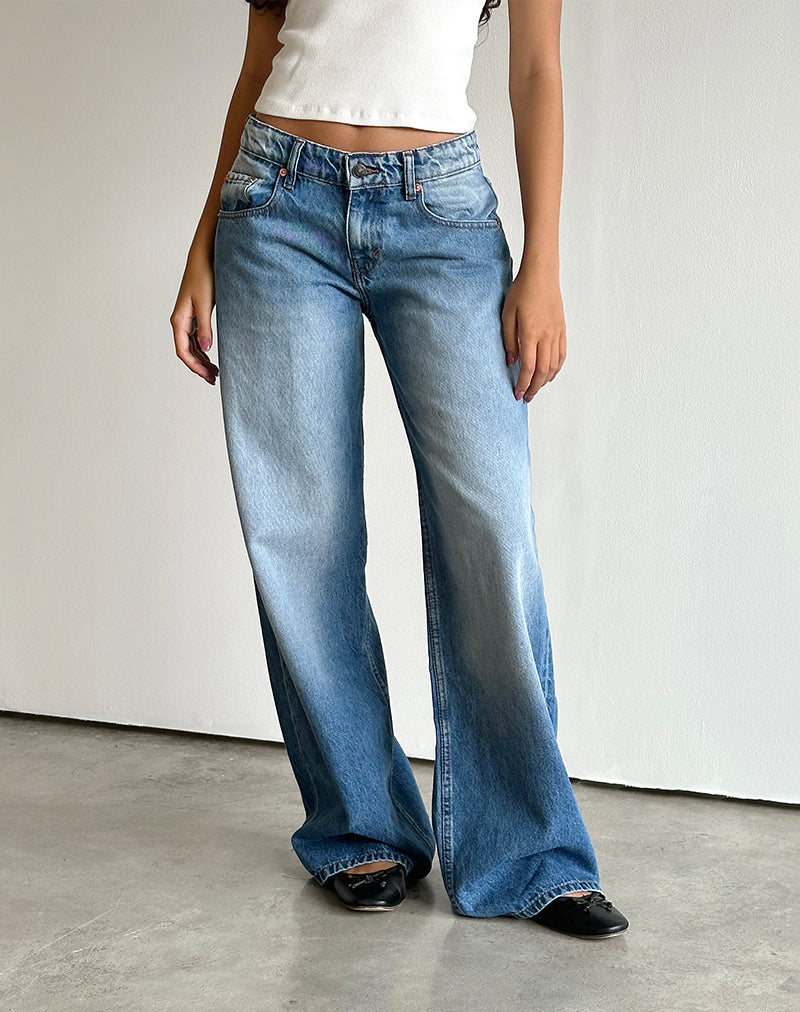 Jeans Roomy Extra Wide a vita bassa con lavaggio blu marino