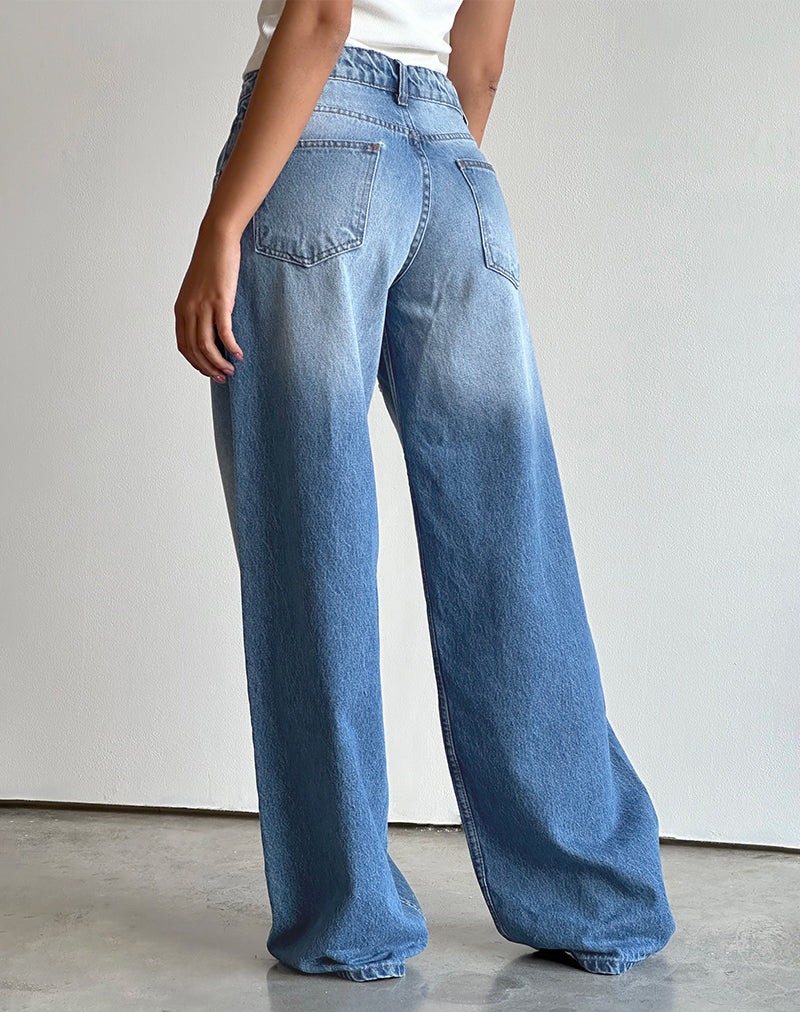 Immagine di Roomy Jeans extra larghi a vita bassa in lavaggio blu marino