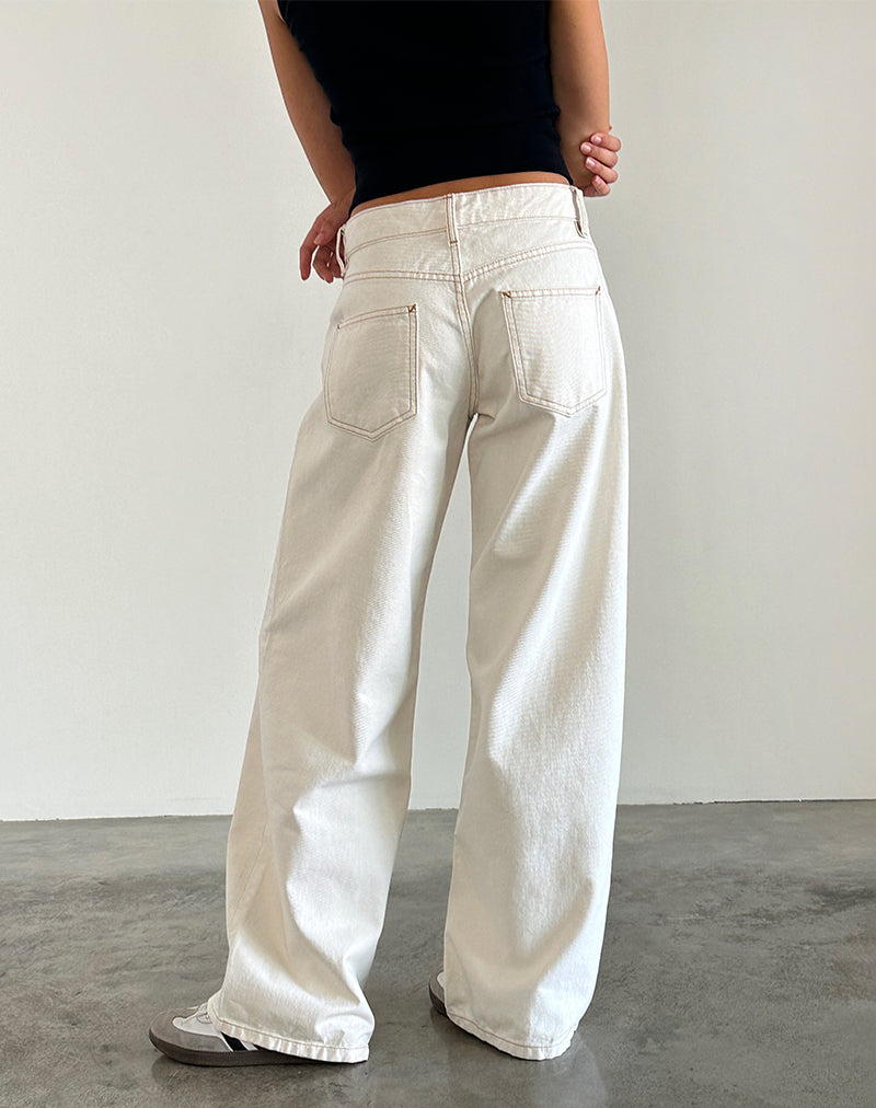Immagine di Roomy Jeans extra larghi a vita bassa in bianco sporco