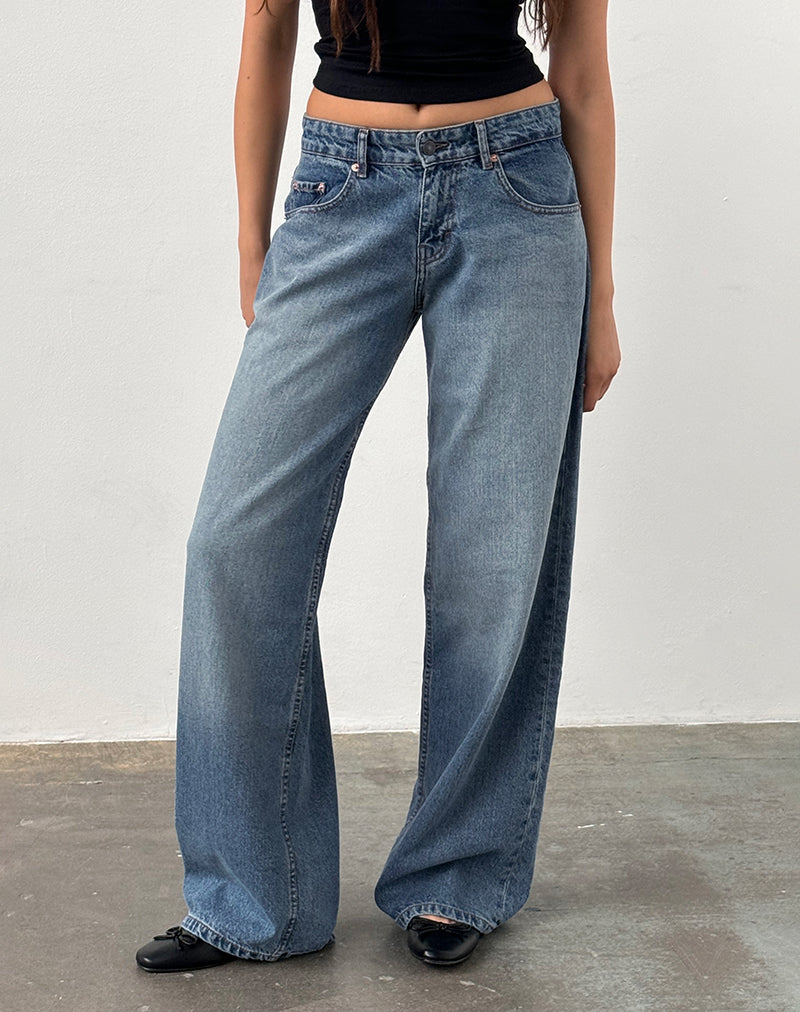 Jeans Roomy extra larghi a vita bassa in blu polvere