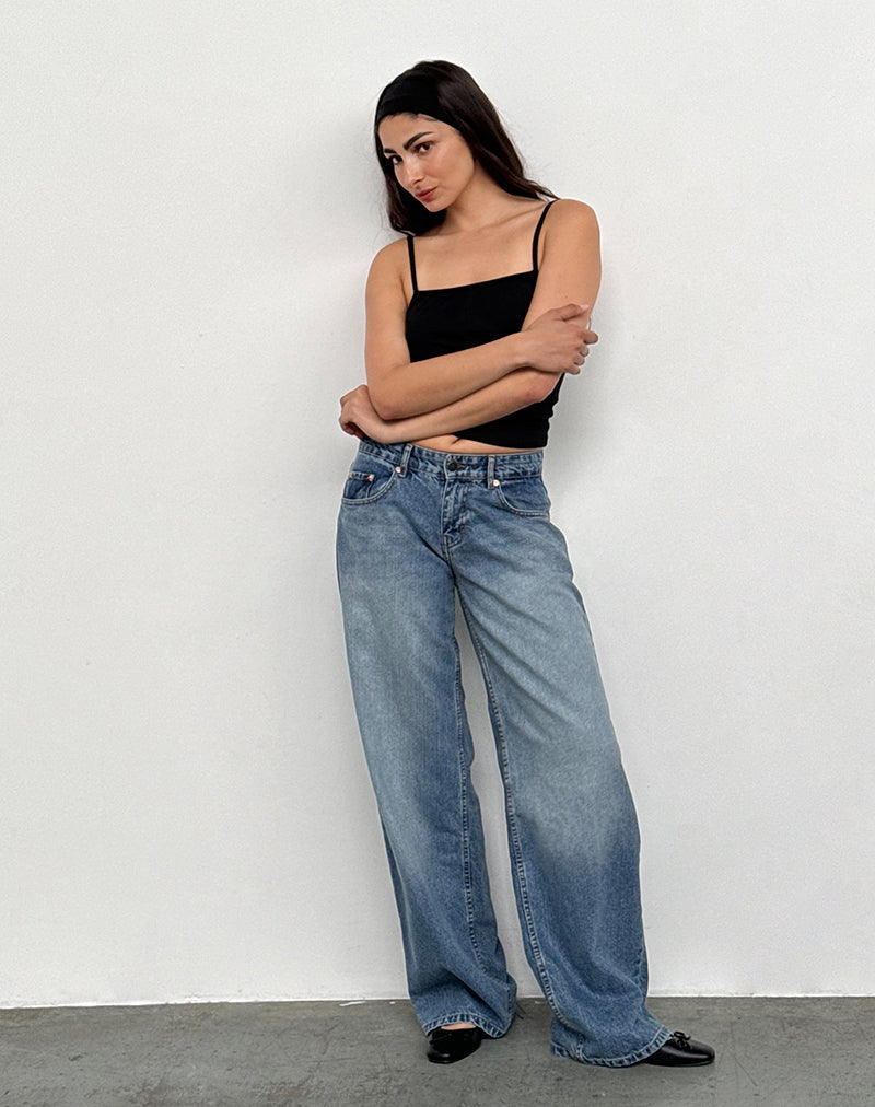 Immagine di Roomy Jeans extra larghi a vita bassa in blu polvere