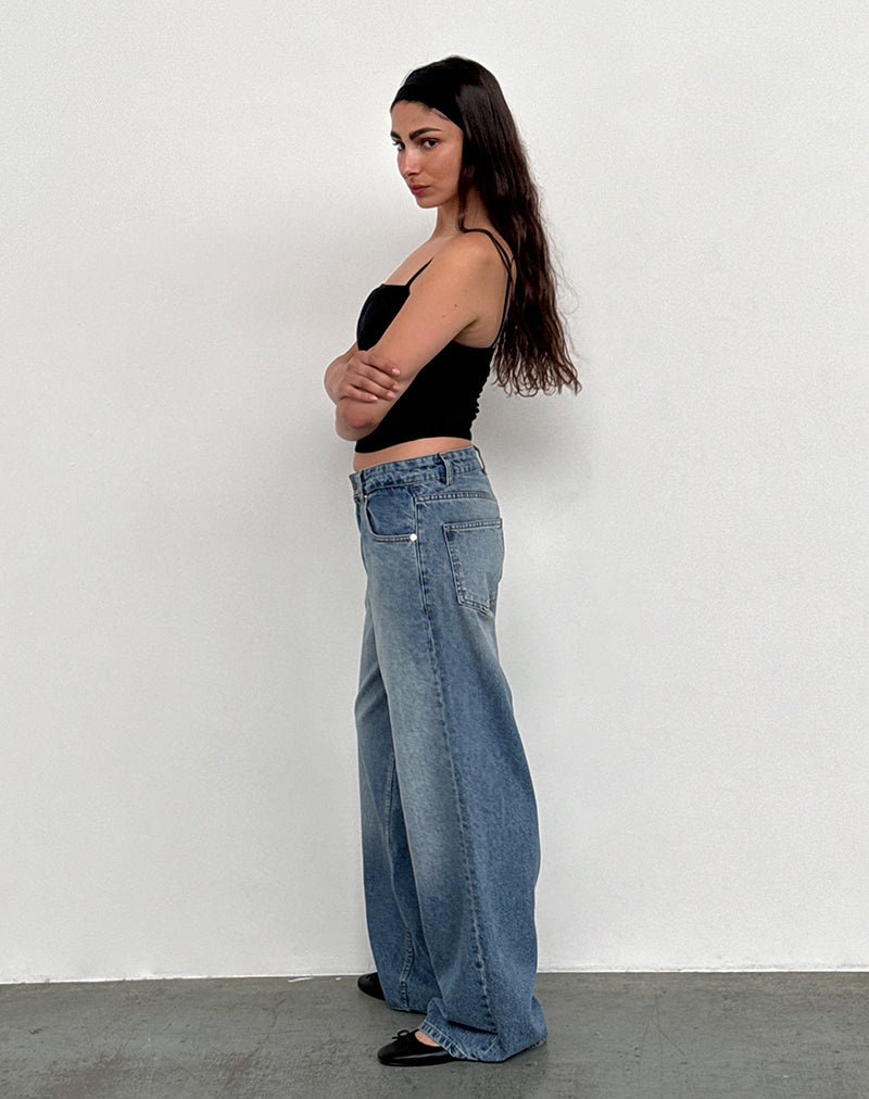 Immagine di Roomy Jeans extra larghi a vita bassa in blu polvere