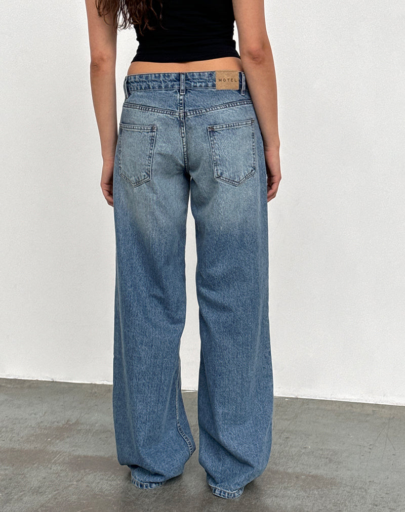 Jeans Roomy extra larghi a vita bassa in blu polvere