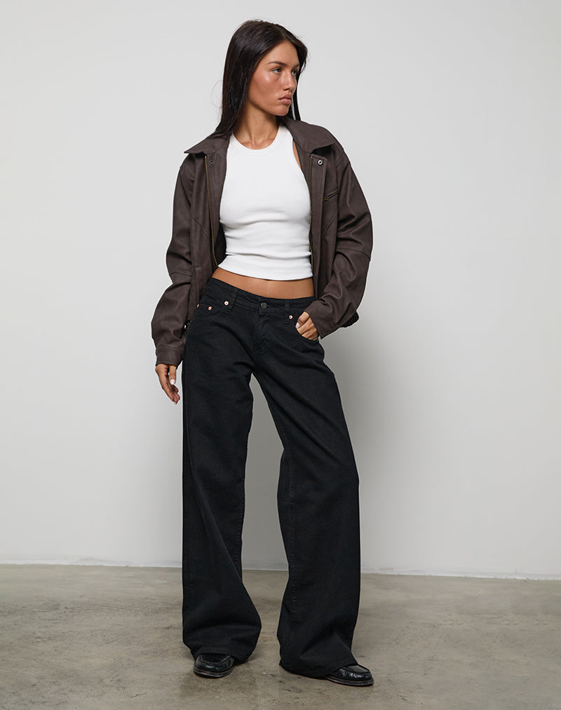 Jeans a vita bassa in nero con risciacquo