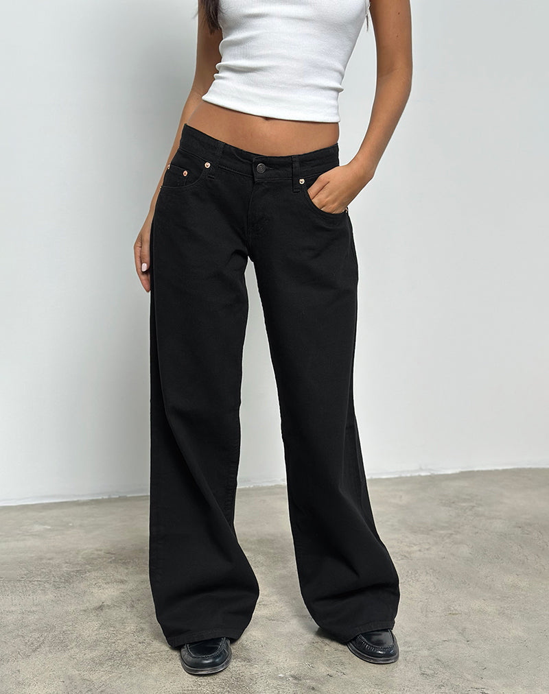 Immagine di Jeans a vita bassa in risciacquo nero